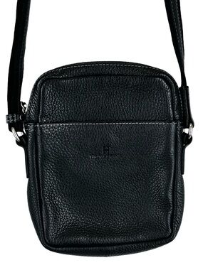 Hexagona Paris Black Pebbled Leather Crossbody Bag